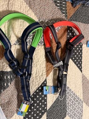 Neon Green & Navy Reflective Padded Dog Harness - Comfortable Walk Control